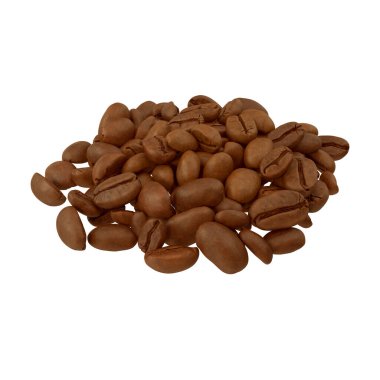 Beyaza izole edilmiş kavrulmuş kahve çekirdekleri. 3d illüstrasyon