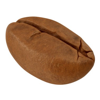 Kahve çekirdeği yakın plan, beyaz arkaplanda 3 boyutlu görüntüleme