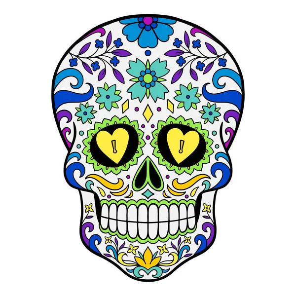 Colorful Mexican Sugar Skull — Stock Vector