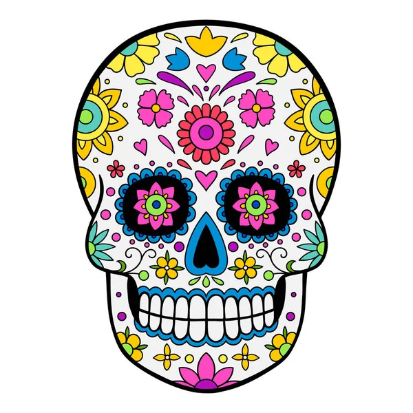 Mexican Sugar Skull Colorful Mexican Sugar Skull — Stock Vector