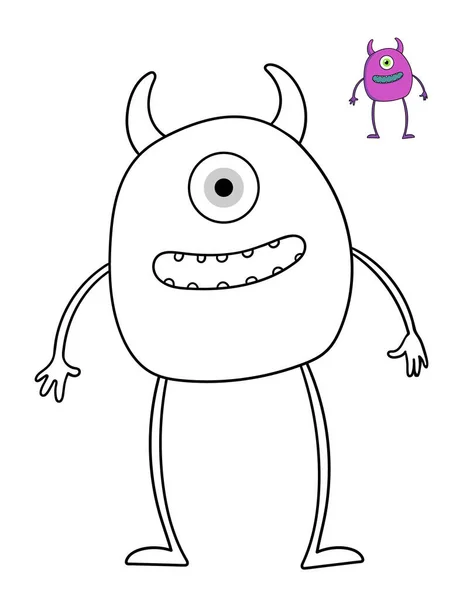 Mignon Dessin Animé Monster Coloriage Page Échantillon Couleur Format Lettre — Image vectorielle