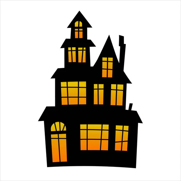 Haunted House Silhouette Mystical House Ghost Halloween — Stock Vector