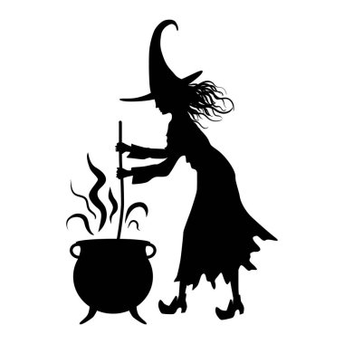 Bir cadının silueti, Cadılar Bayramı süsü.