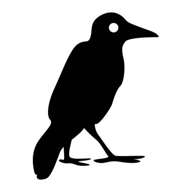 Karga silueti. İzole edilmiş siyah siluet kuş