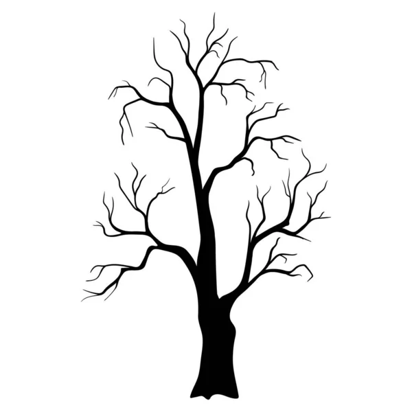 Árbol Negro Sin Hojas Silueta Árbol Miedo Árboles Silueta Diseño — Vector de stock