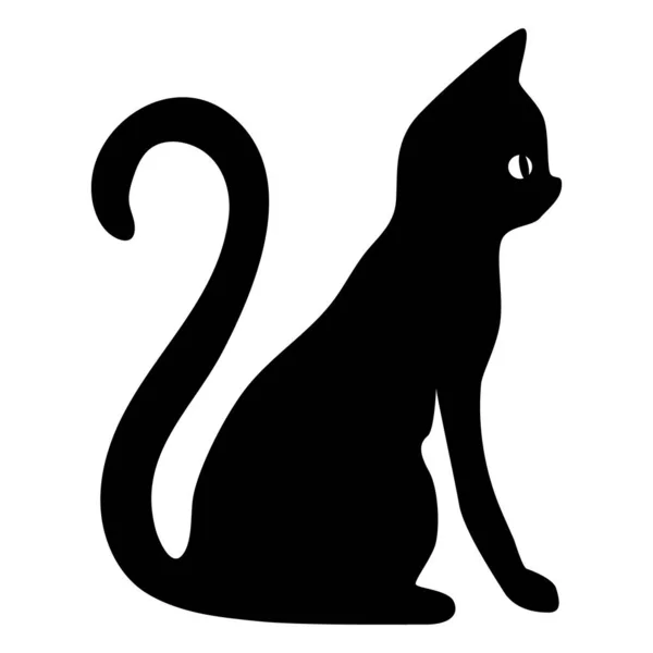 Silhouette Einer Katze Auf Weißem Hintergrund Vektor Schwarze Silhouette Einer — Stockvektor