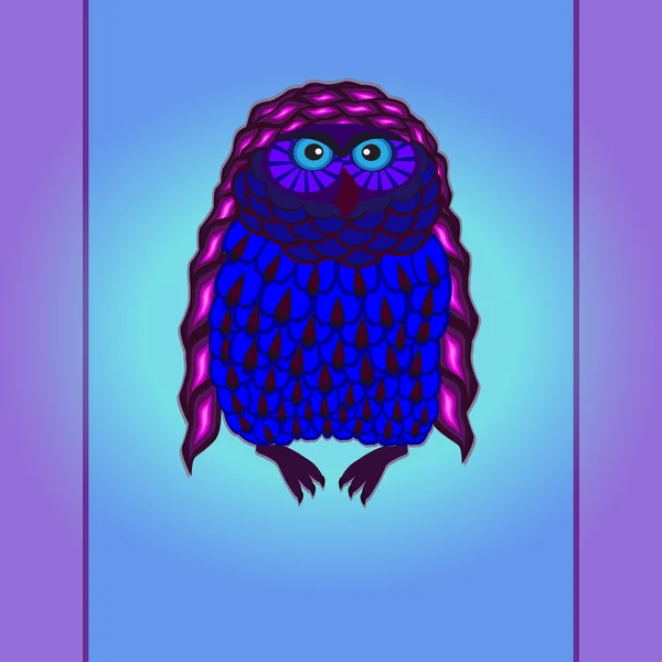 Purple owl card — Stock Vector