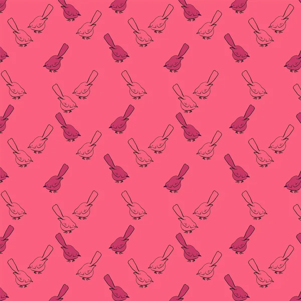 Pink birds seamless pattern — Stock Vector