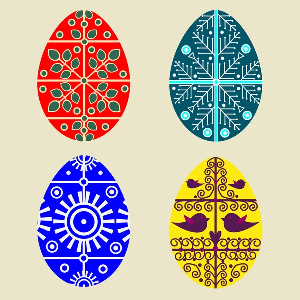 Conjunto de ovos de Páscoa coloridos —  Vetores de Stock