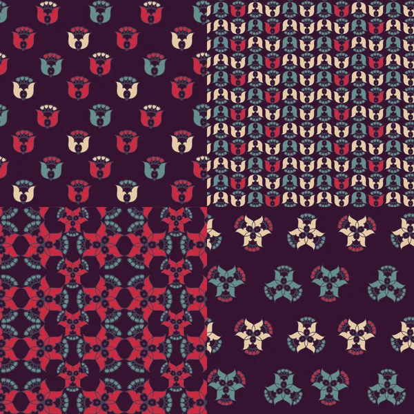 Motif floral sans couture, ensemble — Image vectorielle