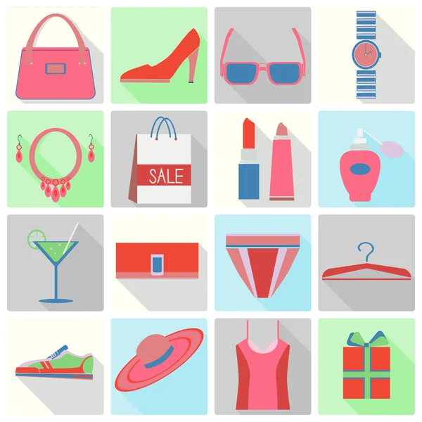 Set of icons, flat style,  shopping, — Stock Vector