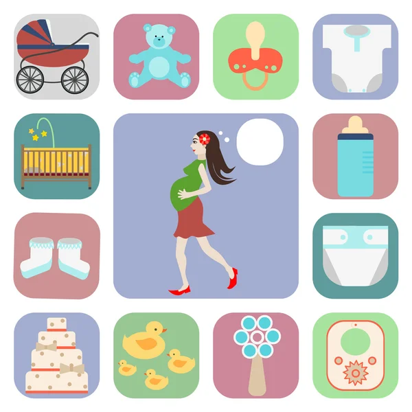 Set of icons, pregnant — Stock Vector