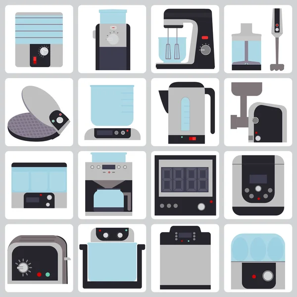 Conjunto de iconos de pequeños electrodomésticos para la cocina — Vector de stock