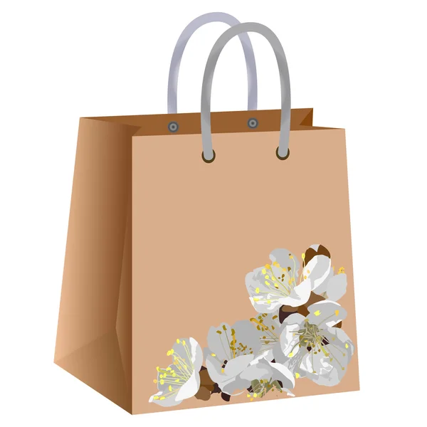 Sacs en papier avec imprimé floral — Image vectorielle