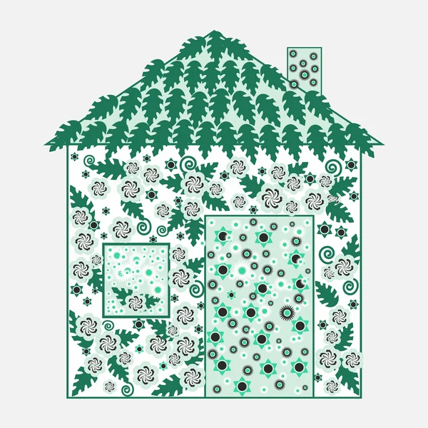 Maison fleurie éco ornée — Image vectorielle