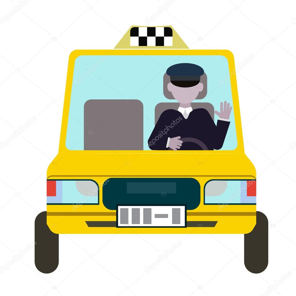 taxiyellow taxis and the taxi driver. vector flat design