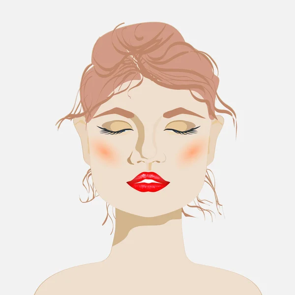 Jeune femme aux lèvres rouges — Image vectorielle