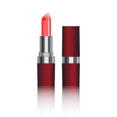 lipstick,realistic vector lipstick isolated on white background, red tube