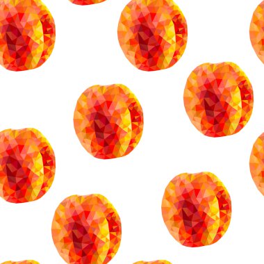 soyut üçgenler ile Seamless Modeli şeftali meyve arka plan, beyaz bir arka plan