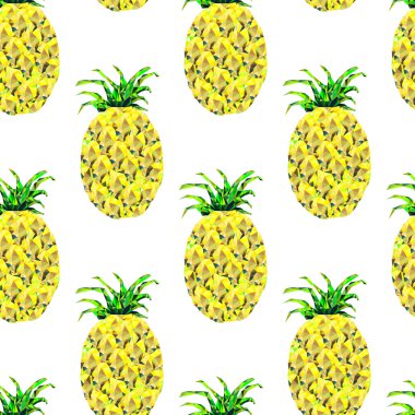 Soyut ananas üçgenler, beyaz arka plan üzerinde seamless modeli izole