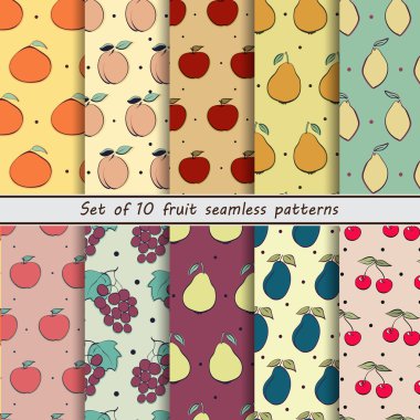 set fruit seamless patterns