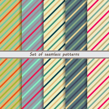 set of seamless patterns, diagonal stripe clipart