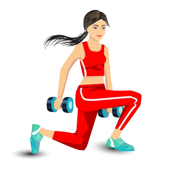 Young woman with dumbbells — Stock Vector