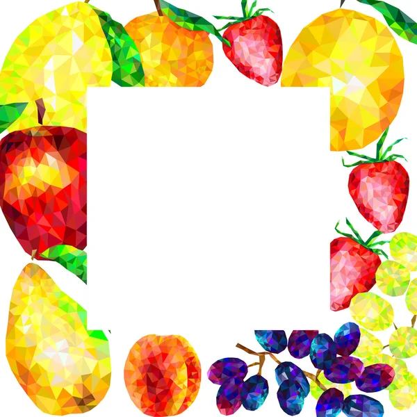 フルーツ フレーム抽象フルーツをフレーム白い背景に三角形さまざまな果物 — ストックベクタ