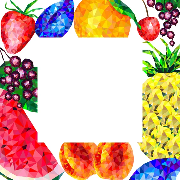 Fondo abstracto, marco de fruta, diferentes triángulos de fruta — Vector de stock