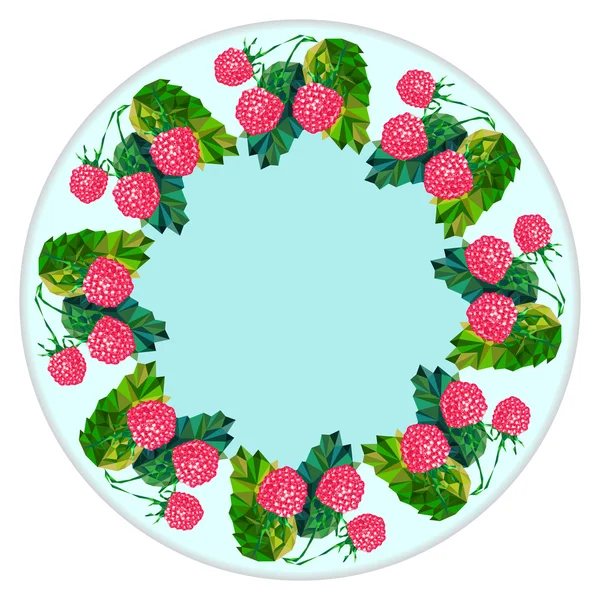 Decor plates, fruits, berries,  raspberries, triangles placed in a circle — Wektor stockowy