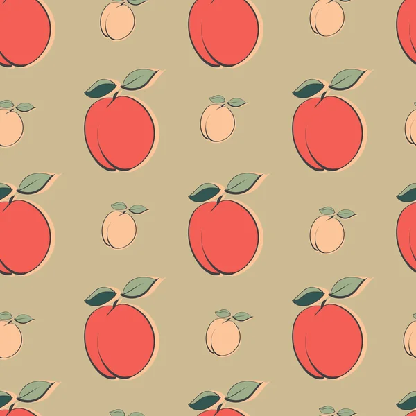 Seamless pattern with peaches painted in pastel colors — 图库矢量图片