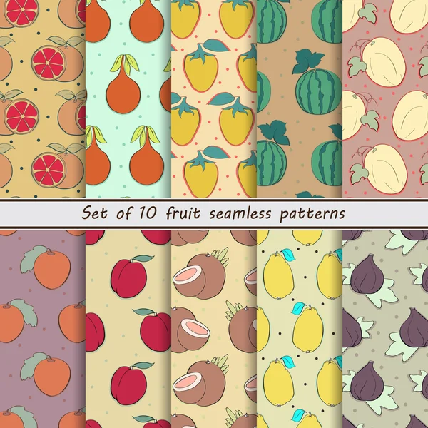 Set of seamless  patterns, fruit — Wektor stockowy