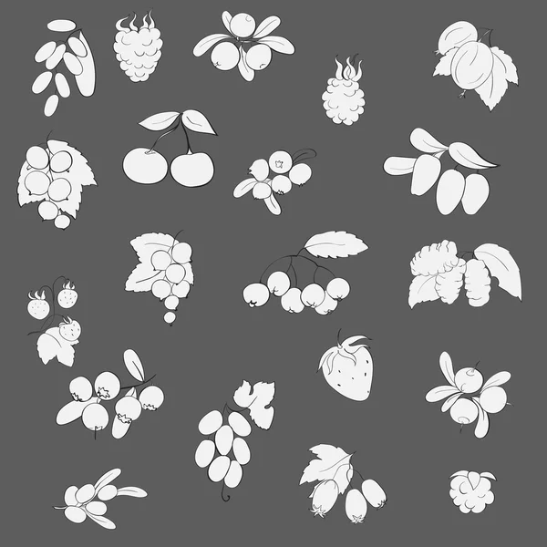 Set fruits and berries, graphics, vector illustration — Stok Vektör