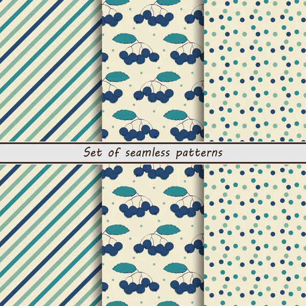 Sea buckthornset of seamless patterns, sea buckthorn, — ストックベクタ