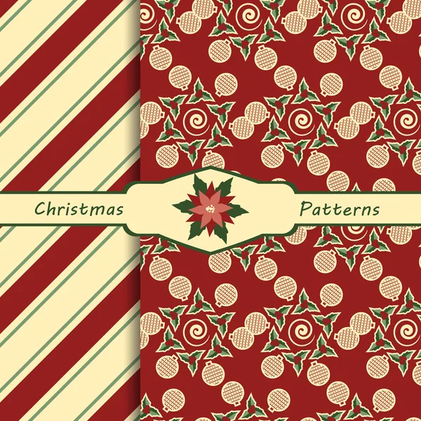 Ensemble de motifs sans couture, fond de Noël, illustration vectorielle — Image vectorielle