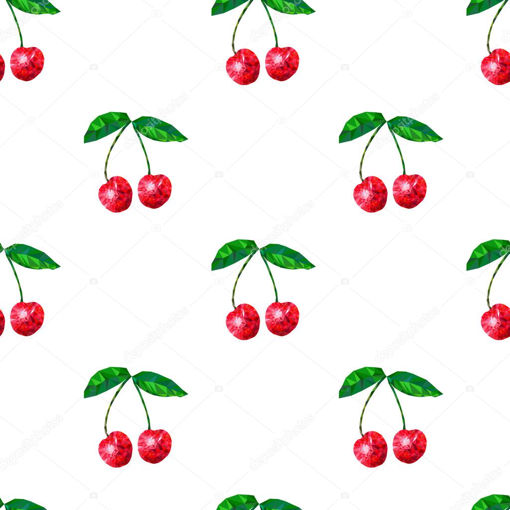 seamless pattern with cherries triangles on a white background
