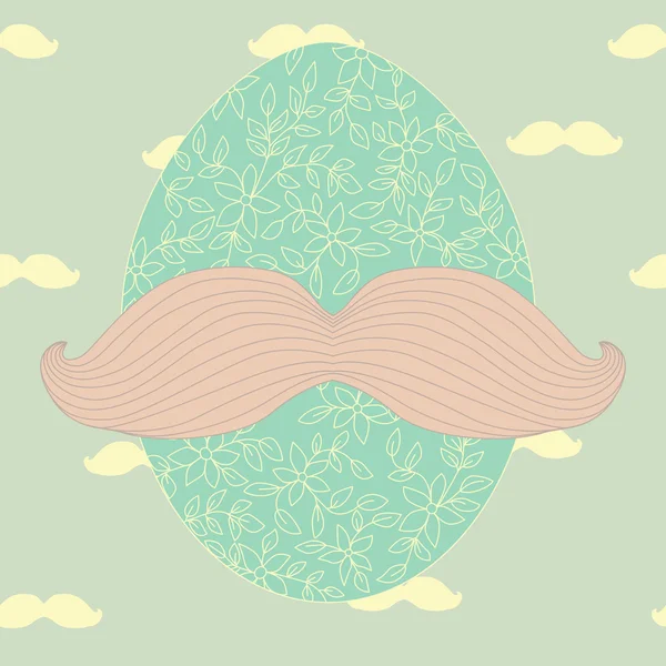 Hipster Paskalya, yumurta bıyıklı — Stok Vektör