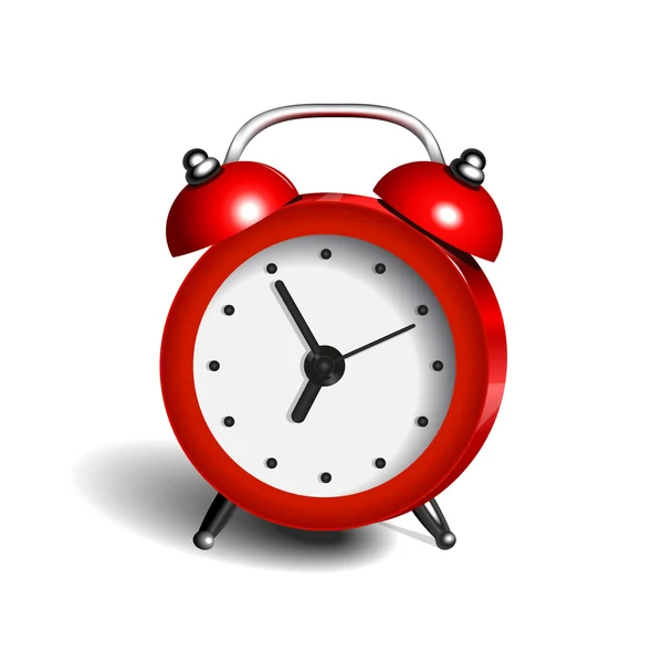 Reloj despertador 3d vector objeto puro color rojo — Vector de stock