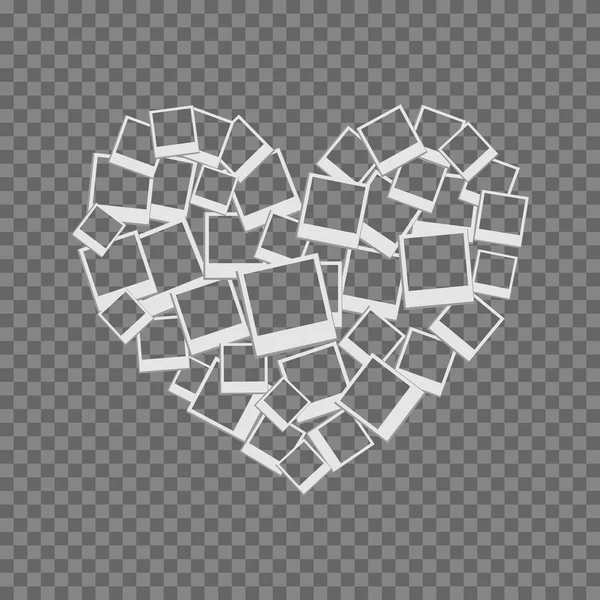 Heart filled frames for photos with transparent backgrounds on t — Stock Vector