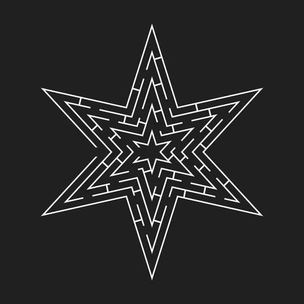 Labirent puzzle yıldız şekli siyah — Stok Vektör