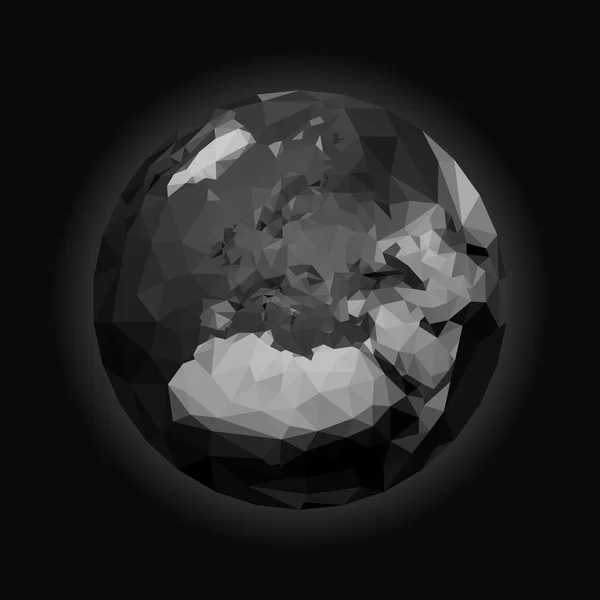 Bola poligonal planeta terra europa preto e branco — Vetor de Stock