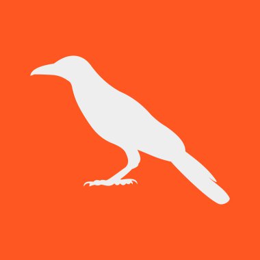 Kuzgun elle çizilmiş beyaz turuncu zemin üzerine