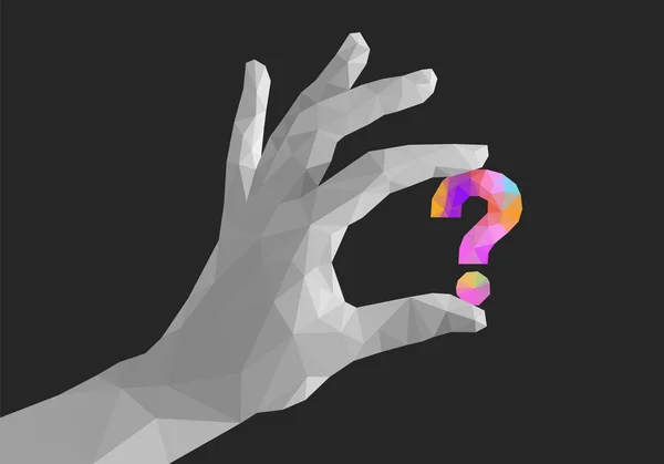 Poligon el parmakların boşanmış tek renkli soru işareti o tutar