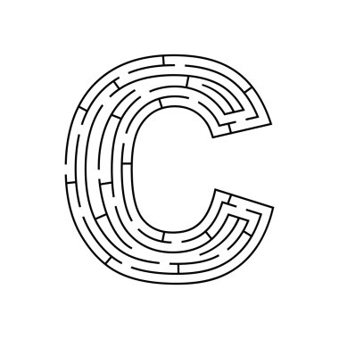 Puzzle oyunu için çocuklar labirent harf C