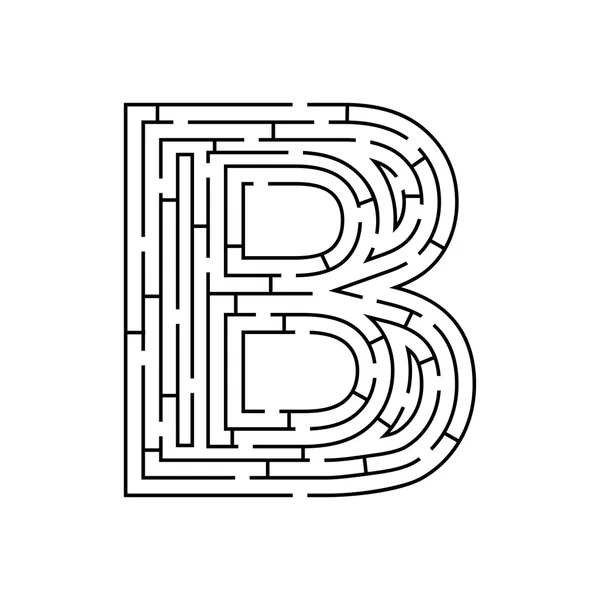 Puzzle game for kids maze letter B — Stock Vector