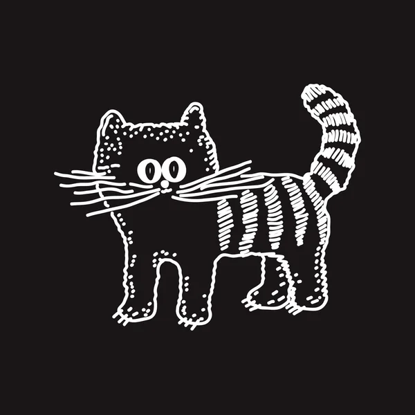 Gato línea dibujado vector ilustración de los niños simples para colorear — Vector de stock
