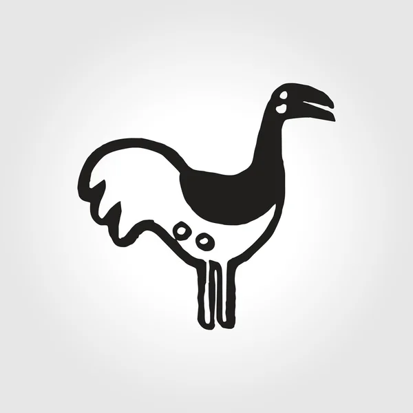 African Injun folk style symbol monochrome cock — Stock Vector