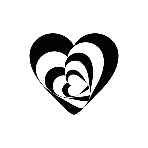 Miłość serce spirala symbol czarno-biała — Wektor stockowy