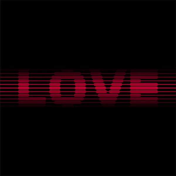 Słowo miłość z czerwone linie na czarnym tle — Wektor stockowy