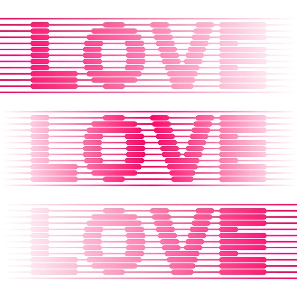 Word love from red lines on white — Stock Vector